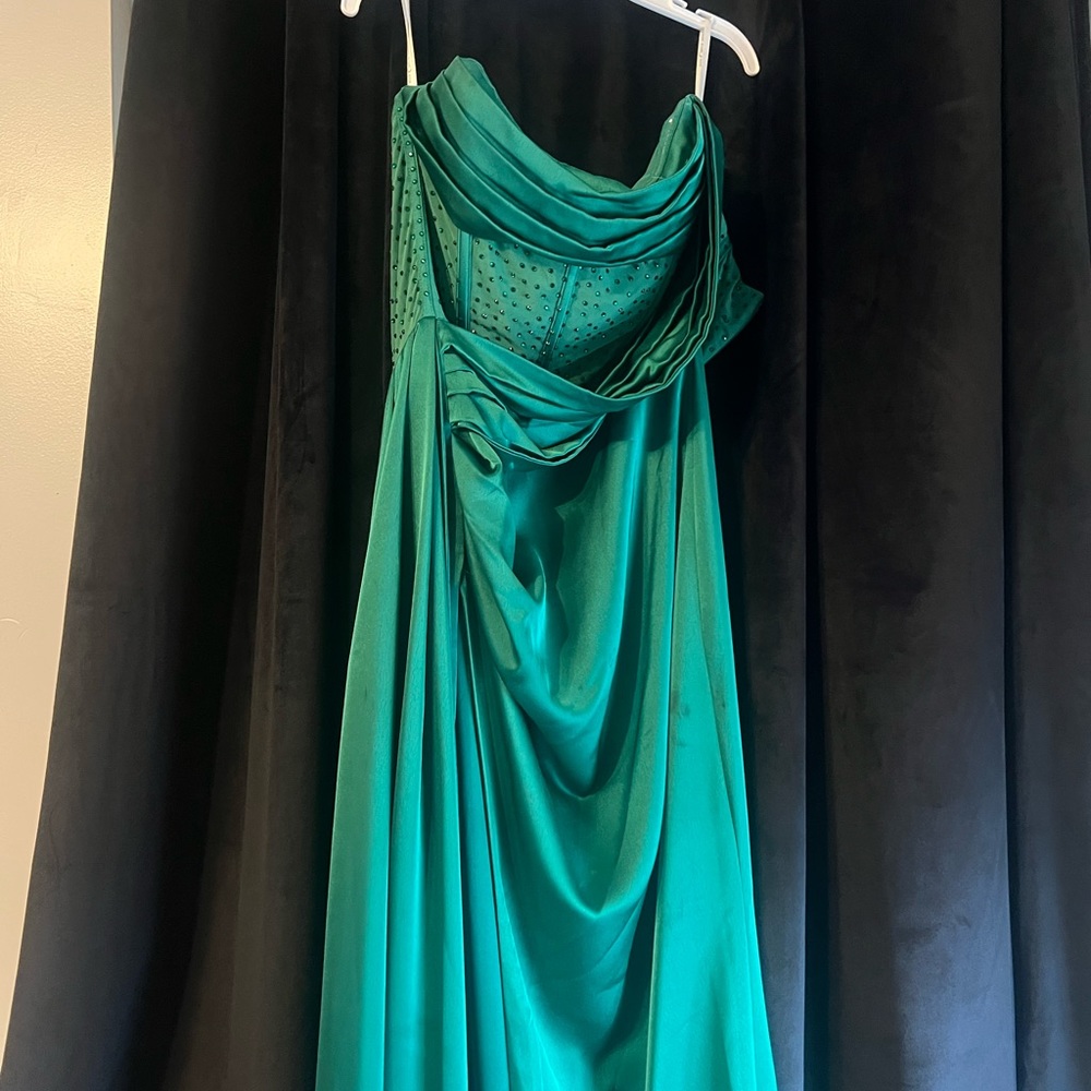 Green silk prom dress